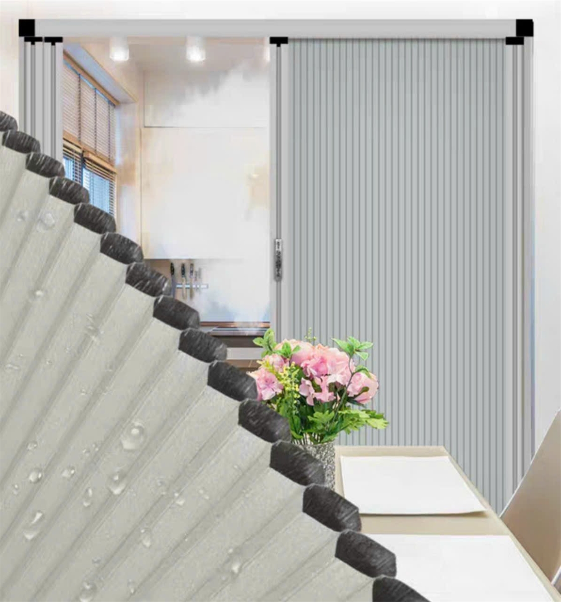 cấu tạo rèm vách ngăn tổ ong với lớp vải xếp dạng tổ ong