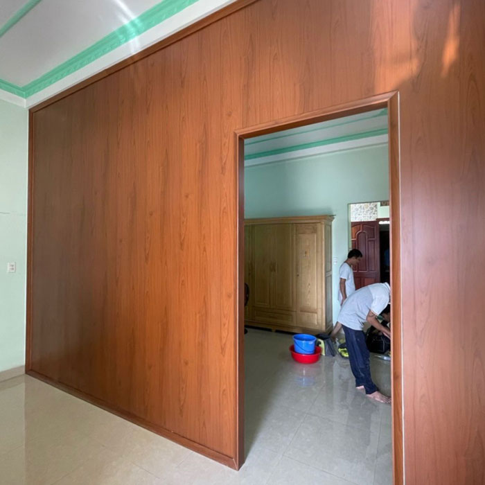 Công trình thi công vách ngăn nhựa giả gỗ hoàn thiện