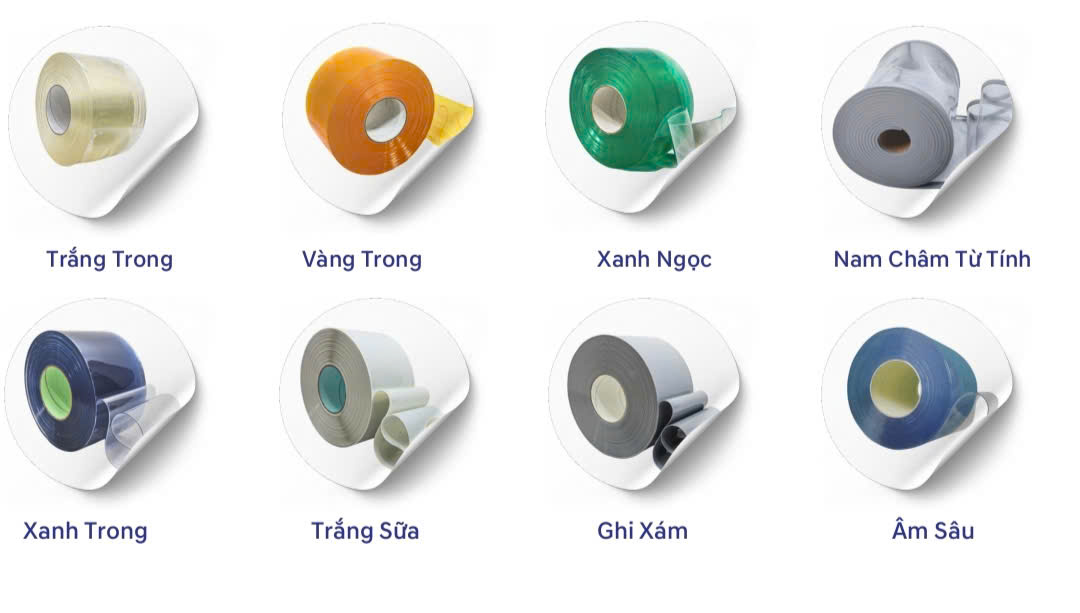 Các loại rèm nhựa PVC trong suốt, màu và nam châm