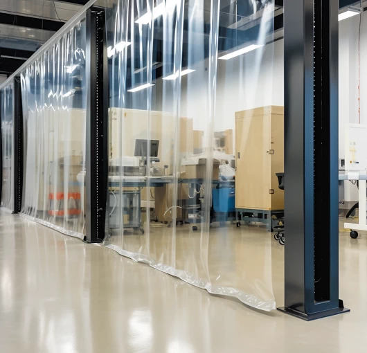 Lắp đặt rèm chống tĩnh điện nhà máy bằng PVC trong suốt