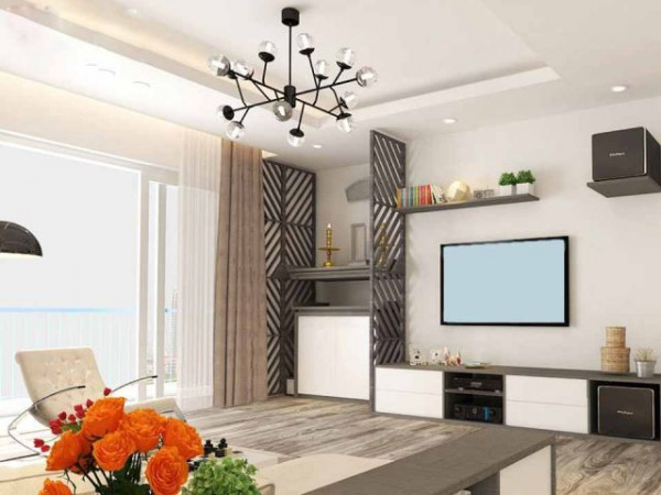 Mẫu vách ngăn phòng thờ đẹp đặt cạnh khu vực sinh hoạt chung